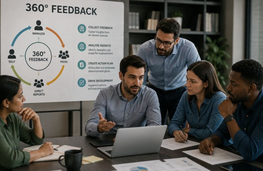 360° feedback meeting and employee development planning