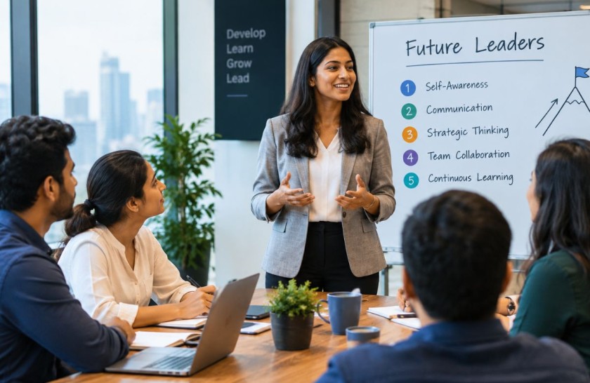Future Leaders presentation in a modern office